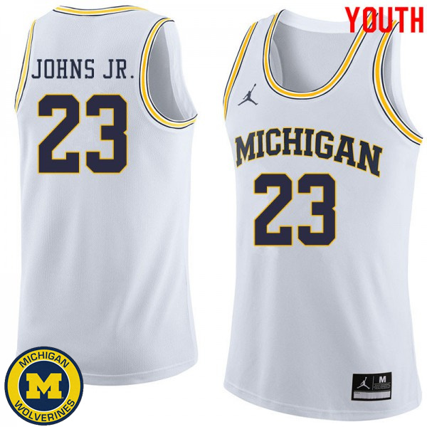 Youth University of Michigan #23 Brandon Johns Jr. White Jordan Brand High School Basketball Jersey